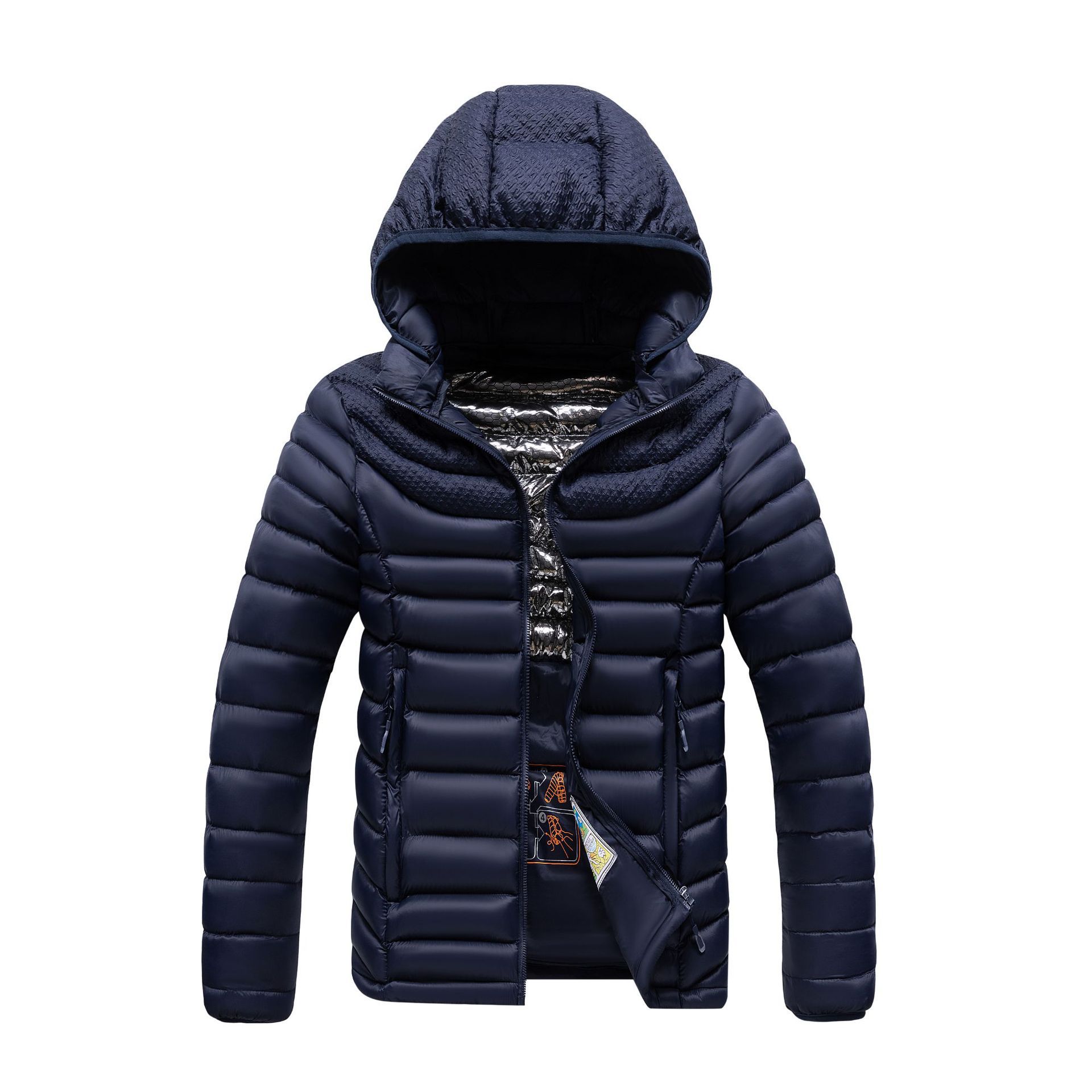 Comercio exterior abrigo de algodón acolchado de los hombres 23 nuevo invierno engrosada abajo Chaqueta de algodón acolchado costilla Chaqueta de algodón acolchado caliente con capucha Chaqueta de algodón acolchado bolsa portátil
