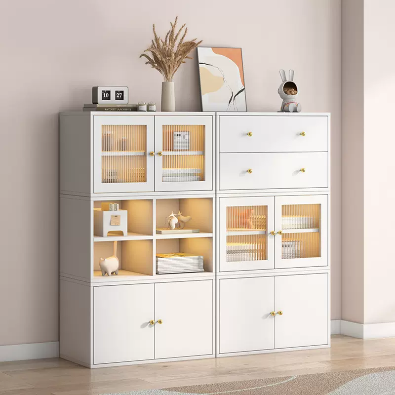 跨境DIY模块组合柜半墙电视柜金属简约落地收纳柜组合书柜展示柜