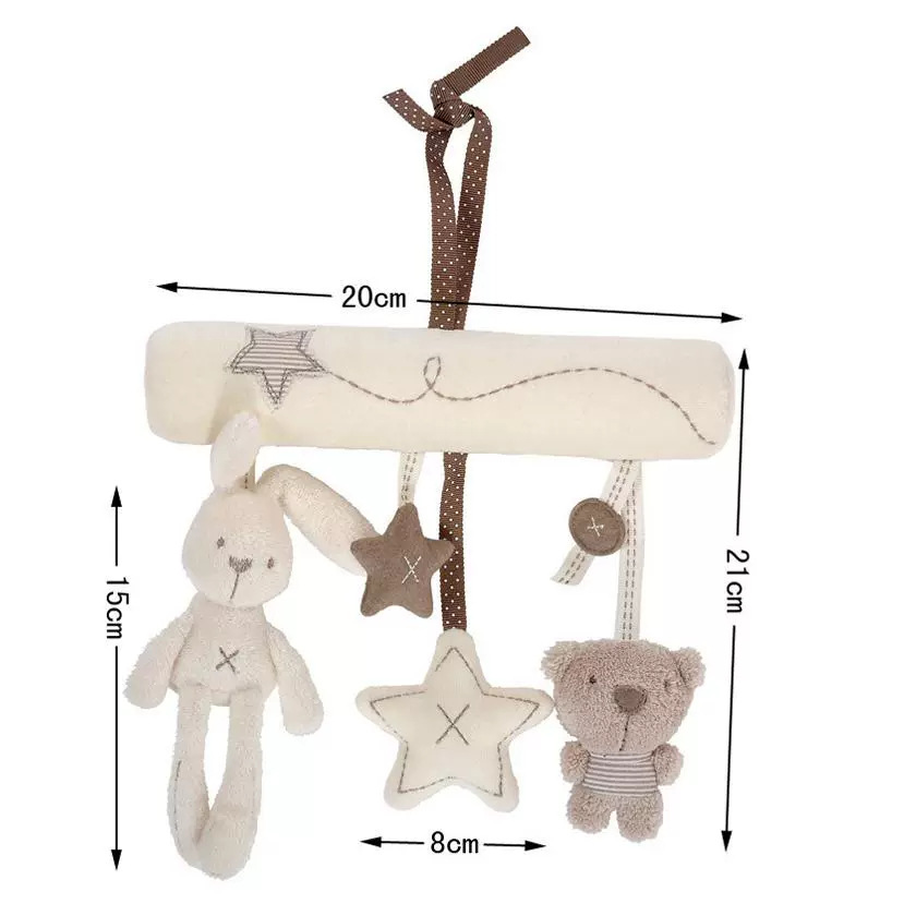 Nuevo juguete para bebés: juguete colgante de peluche con forma de conejo para coche, con música, lindo y divertido, para colgar en la cuna del bebé.