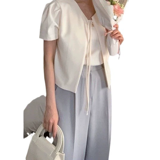 Летняя дизайнерская короткая куртка, корейский стиль, oversize, тренд сезона