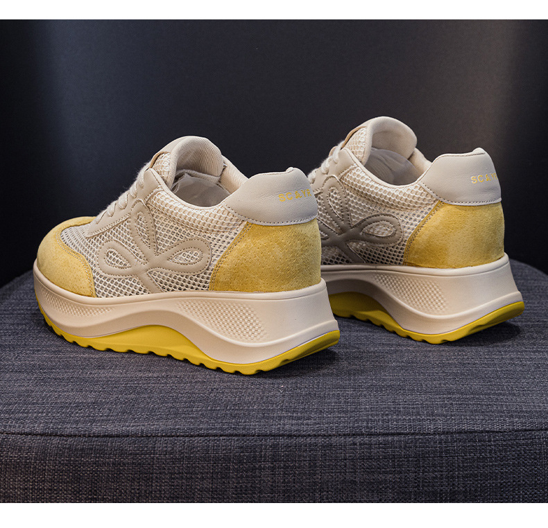 Giày sneaker nữ đế dày phong cách Đức phối da lộn màu đỏ Ancola — M2915 mạng đôi màu vàng, M2915- Mạng trong suốt 1m màu, M2915-1 lưới trong suốt màu vàng, M2915 mạng kép màu đỏ chi tiết 26