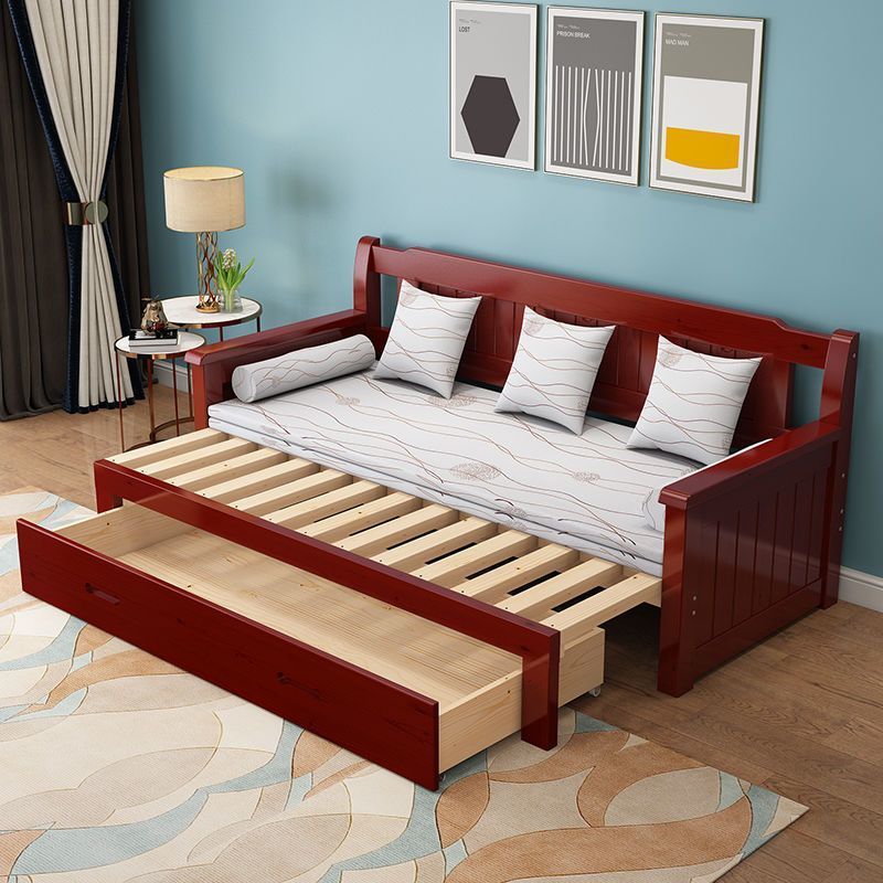 Solid Wood Sofa Bed Foldableable Small Apartment Multi-Functional 1.62m Push-Pull Sitting and Sleeping Double Dual-Use Bed