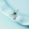 Cute universal ring with stone, moonstone, on index finger, Birthday gift