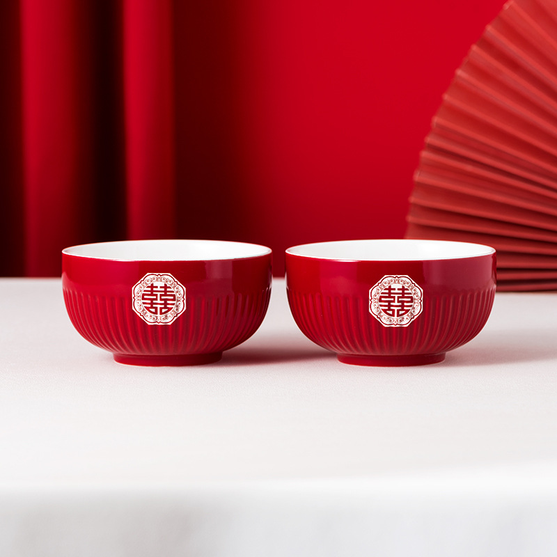 만탕시 조각 찻그릇 한 쌍