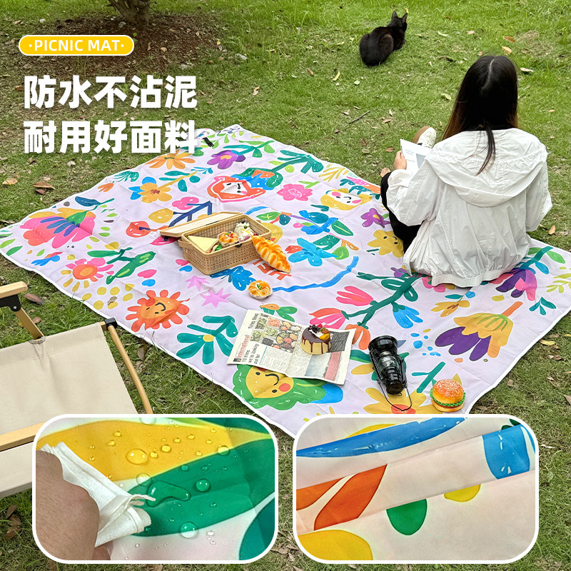 夏のポータブル防湿マットポケットフロアマット防水防湿公園海辺ビーチマットミニピクニックマットカスタマイズ|undefined