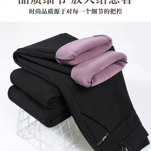 fleece-lined Autumn and Winter Mother Pants fleece-lined Thickened Slimming Medium Cotton Pants Women's Pants High Waist Warm Outer Wearing Pants