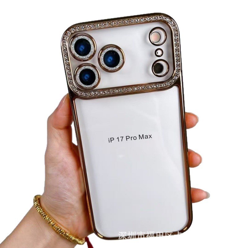 iPhone17PROMAX 携帯電話ケース ラインストーン レンズフィルム Apple 16 電気メッキ エッジ ソフトシェル 透明 落下防止 15 に適しています。|undefined