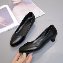 2022春季新款工作女鞋韩版圆头低跟套脚低帮纯色时尚职业鞋女