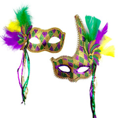 Halloween Costume Masquerade Party Christmas Purple Gold Green Feather Mask Carnival Party Props for Men and Women Live Performance Cross-border