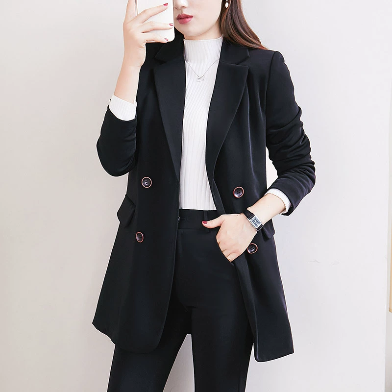 856 Пиджак женский осенне-зимний новый хлопковый элегантный свободный приталенный маленький профессиональный костюм больших размеров