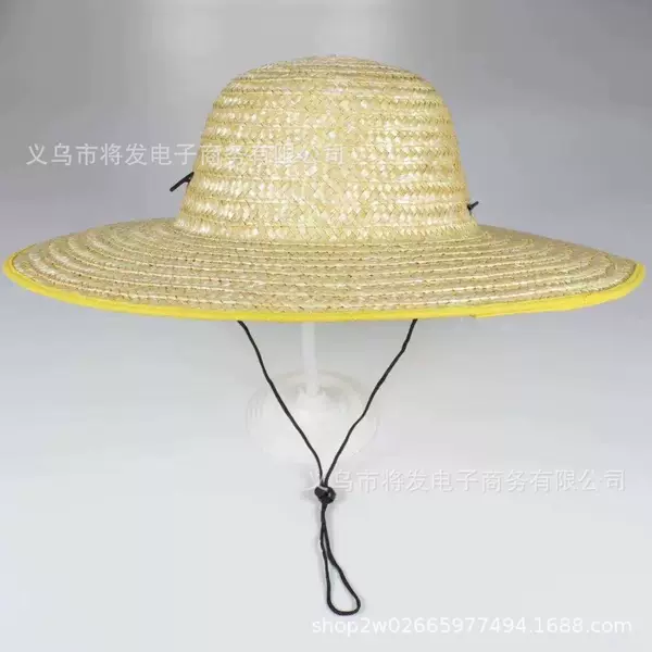 Wide-Brimmed Straw Hat, Construction Site and Farm Labor Protection Hat, Sun Protection Hat, Fishing Hat, Pet Hat, Flat-Top Straw Hat