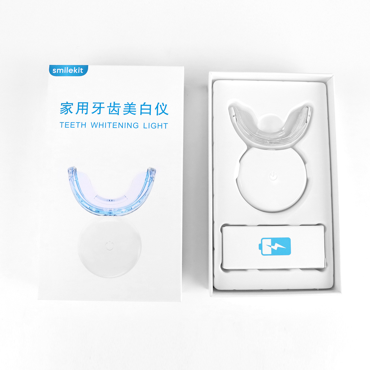 Smilekit, conjunto de blanqueador de dientes, limpiador de dientes, conjunto de limpiador de dientes con luz fría para el hogar
