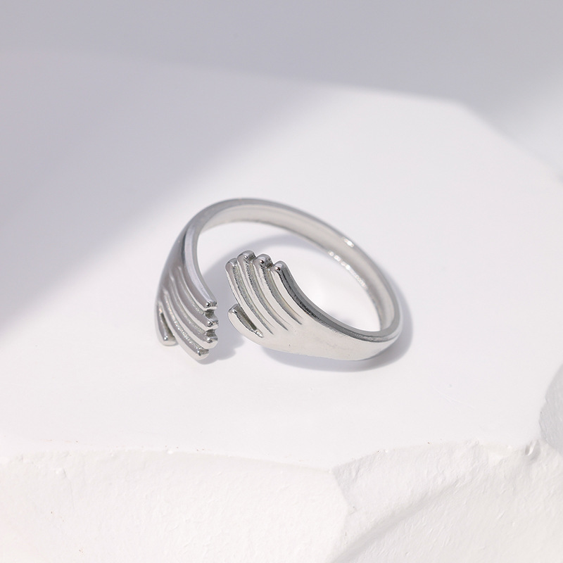 Fashion Hug Palm Stainless Steel Open Ring 1 Piece