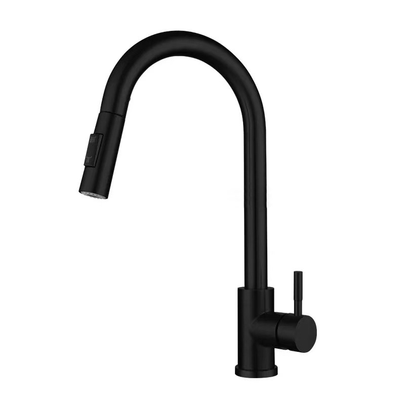 Grifos de cocina caliente y frío de acero inoxidable tipo extracción telescópico lavabo fregadero giratorio universal fábrica de agujero único al por mayor image 5