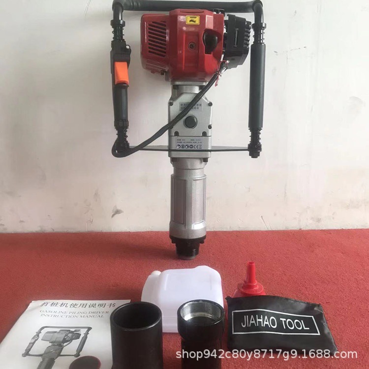 汽油单人植桩机手提式围栏打桩机农场木桩三角钢植入机河道打墩机