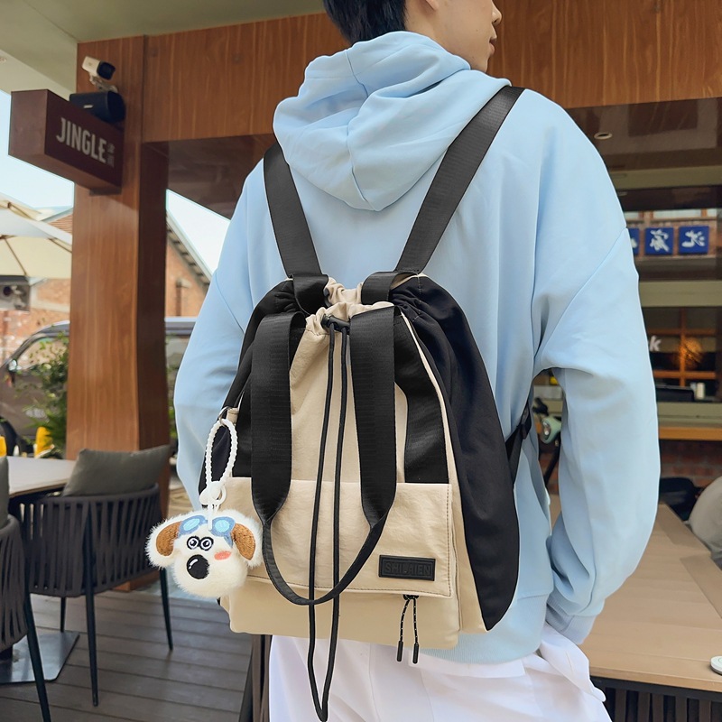 Bolsillo de cordón de extracción de cuerda bolsillo ligero bolso tote bolso de tela de nylon bolso de hombro femenino viaje de ocio mochila deportiva multifuncional