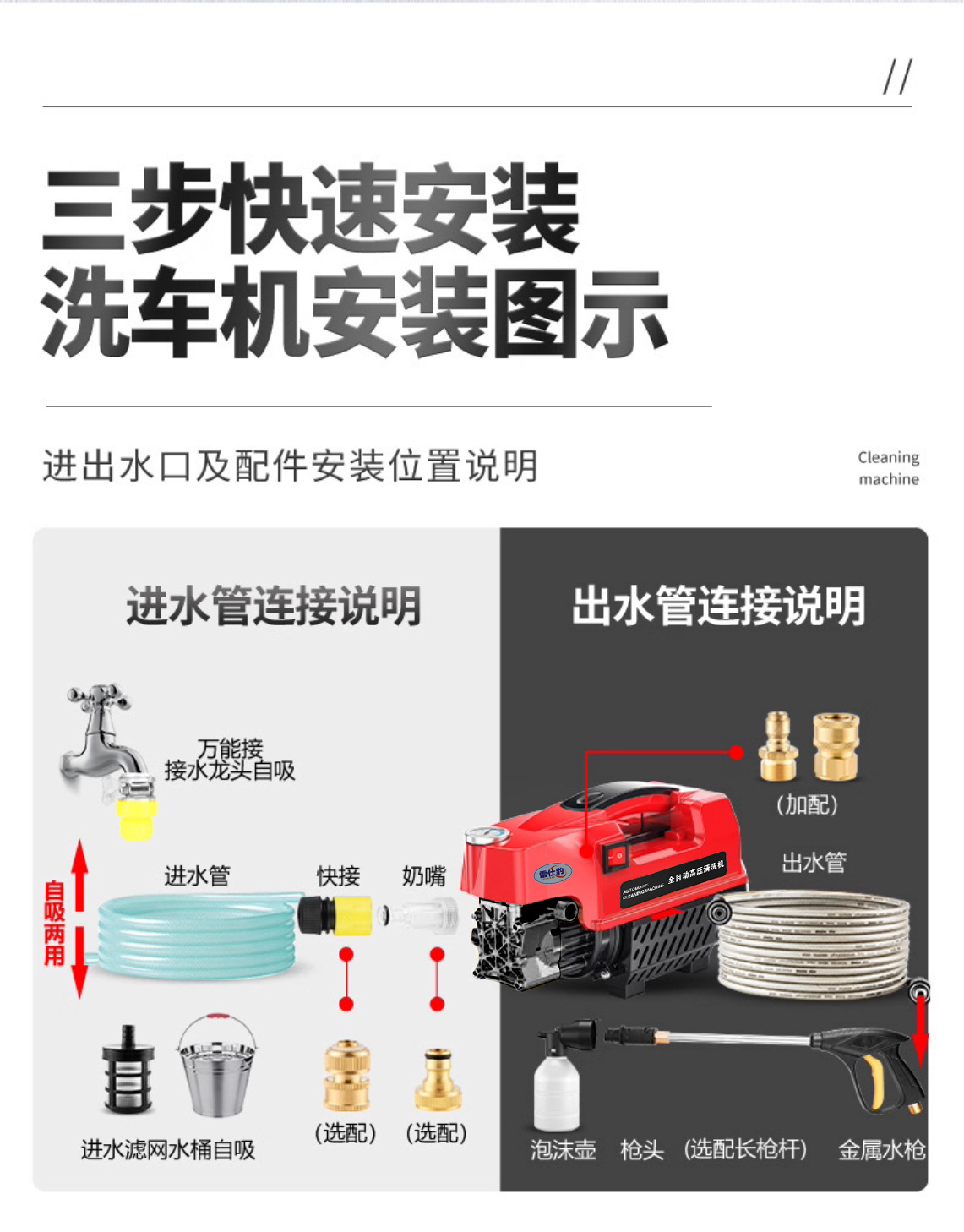 High-power multifunctional household car washer, farm high-pressure cleaning machine, self-priming dual-use cleaning machine