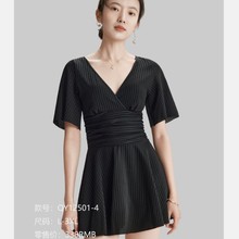 夏艳12501成人游泳衣女保守连体遮肚显瘦聚拢性感大码温泉泳装