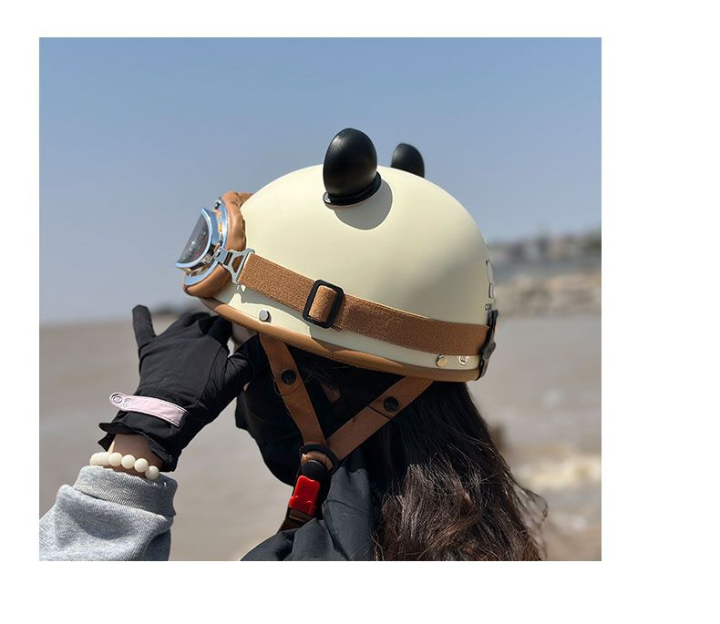 3C Certified Helmet Electric Motorcycle Cartoon Panda Half Helmet