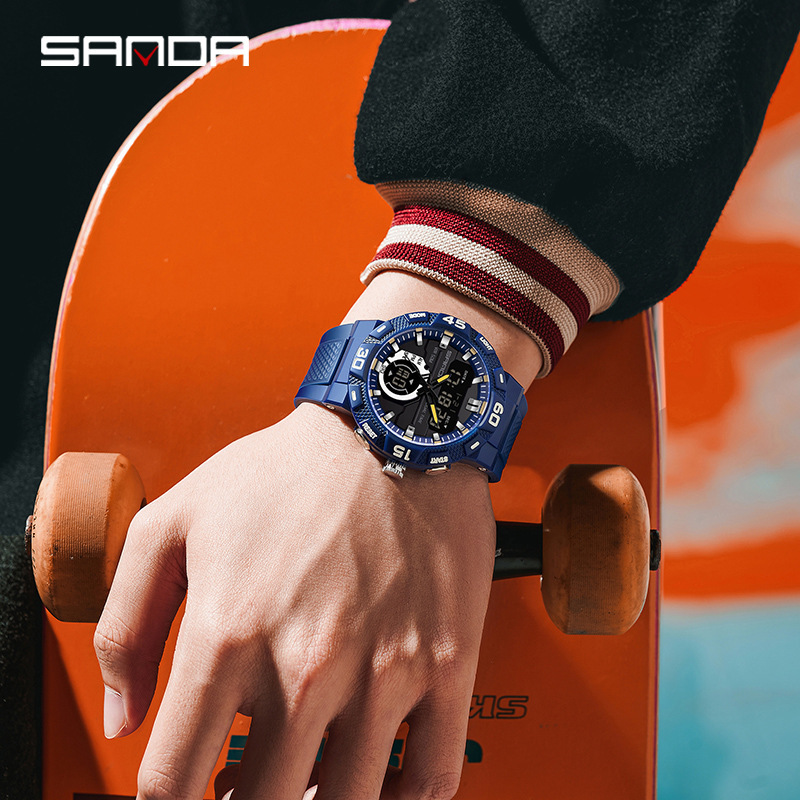 SANDA moda electrónica casual moda reloj fresco juventud hombres y mujeres reloj multifuncional 3087