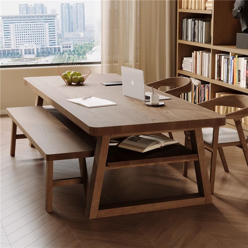 American-Style Living Room Large Long Desk Study Calligraphy Table Painting Desk Writing Long Table Home Solid Wood Laminate Office Desk