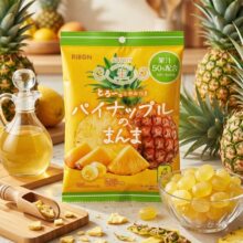 日本ribon理本鲜享生系列整颗菠萝味硬糖夹心水果糖浓郁果汁糖84g