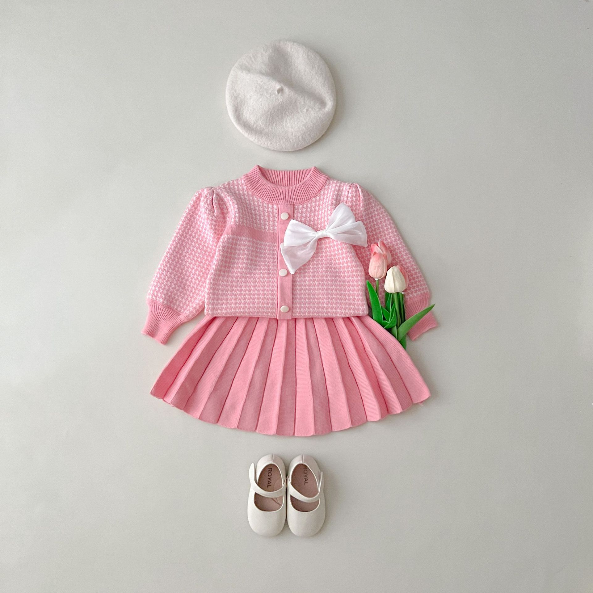 JINYONG 2024 New Autumn and Winter Knitted Girl's Small Fragrant Style Set Skirt_voghion.com