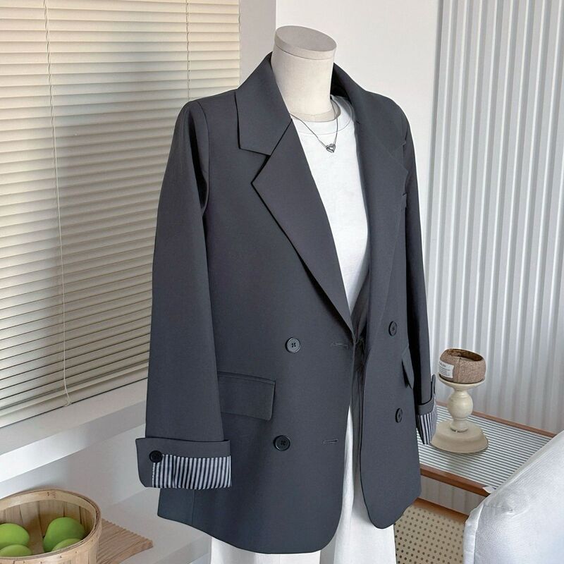 Small Suit Women's Jacket New Style Cuff Splicing Design Versatile Korean Style Loose Temperament Jacket