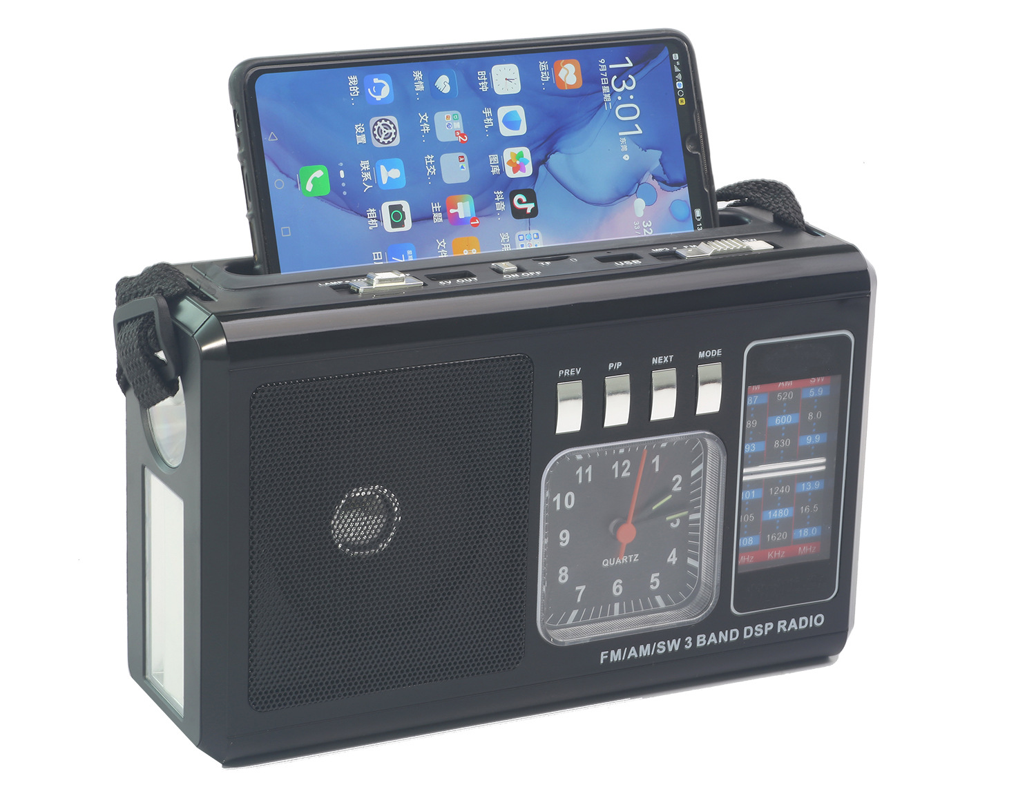 Altavoz de radio solar multifuncional de Bluetooth del YG-50US-BT de la luz de emergencia del Amazonas USB/TF/MP3