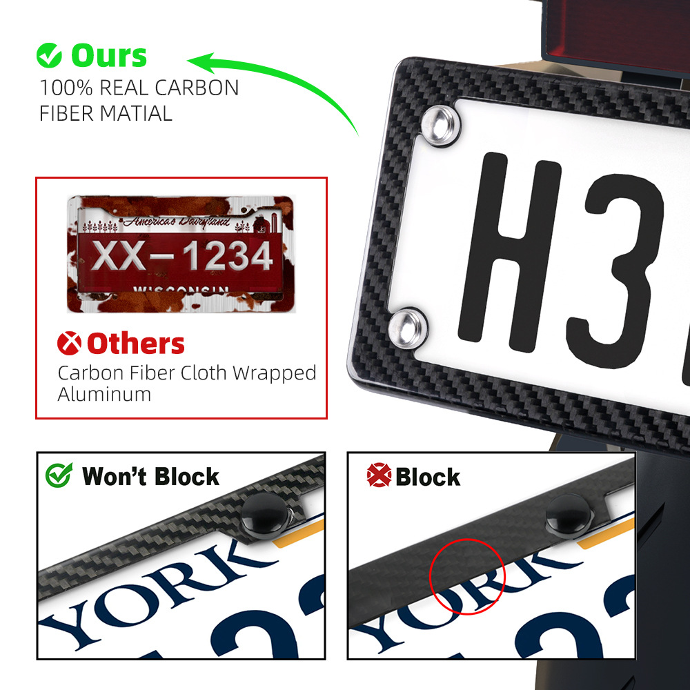 Motorcycle License Plate Frame Carbon Fiber License Plate Frame Dry Carbon Electric Vehicle Us Standard License Plate Holder Real Carbon Modification Accessories