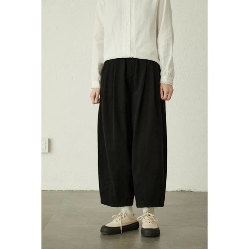 Relaxed large-cut meat-hiding pants for girls, spring 2024 new Japanese style high-waisted slimming casual wide-leg pants