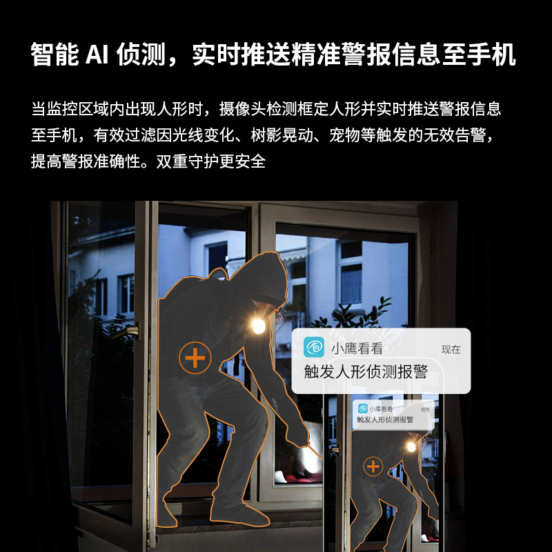 Procesamiento personalizado cámara de monitoreo interior de doble lente panorámica de visión nocturna doméstica inalámbrica WiFi enlace de cámara