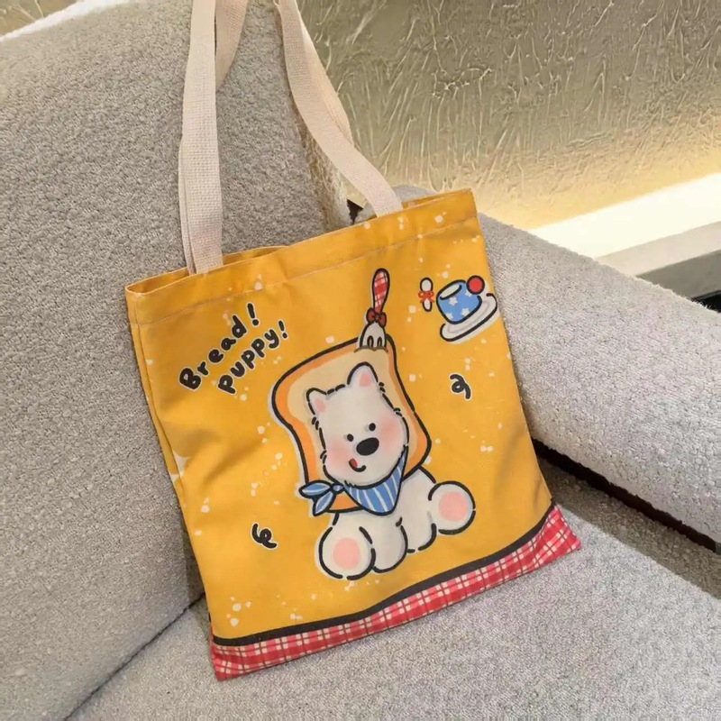 黄色のウエストハイランドキャンバスバッグ学生漫画キャンバスバッグかわいい大容量新しいポータブル家庭教師ショルダーバッグ|undefined