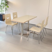 不锈钢快餐桌椅学生食堂分体四人桌肯德基小吃店食堂餐桌椅曲木椅