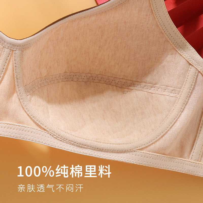 Zhangyan factory 510 middle-aged and elderly colored cotton bra comfortable breathable push-up simple wireless glossy back buckle underwear