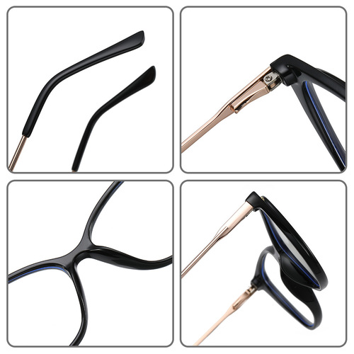 87008 TR90 anti-blue light glasses frame cross-border trend cat eye metal glasses TR spring glasses frame flat mirror