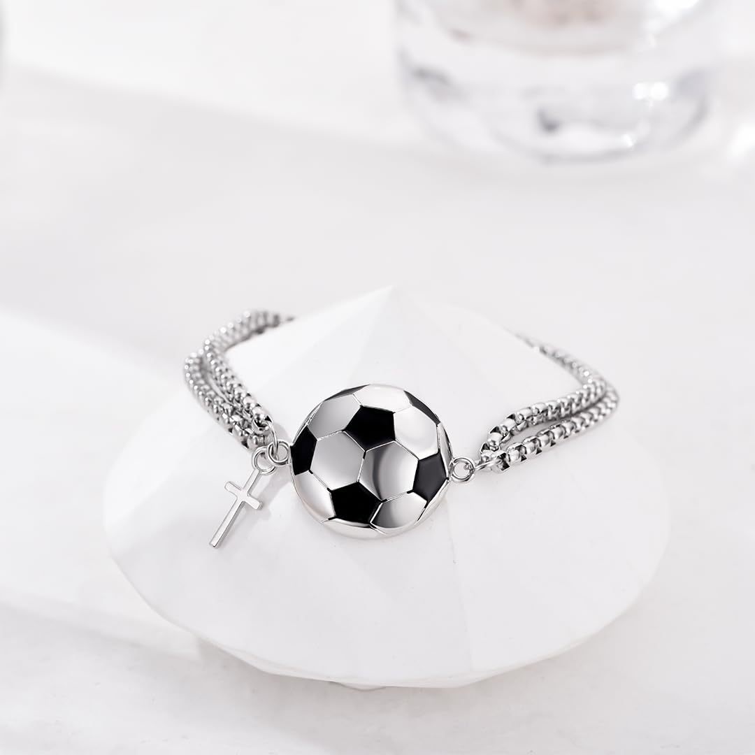 Nuovo braccialetto da uomo da calcio transfrontaliero di Amazon per i Mondiali, con ciondolo a croce, stile unisex, design alla moda._voghion.com