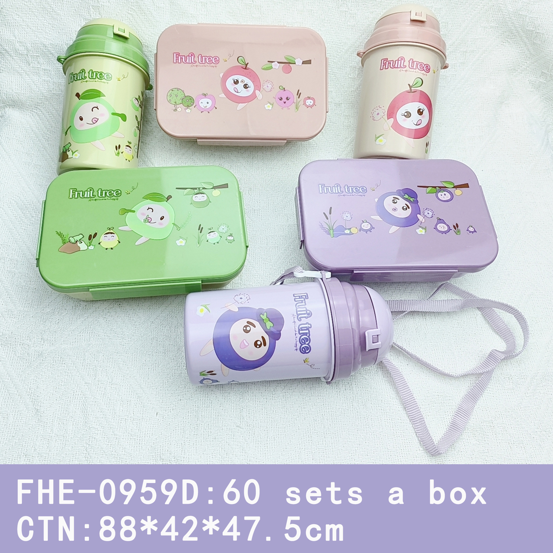 Juego de botella de agua de lonchera con forma de dibujos animados lindo para niños y estudiantes