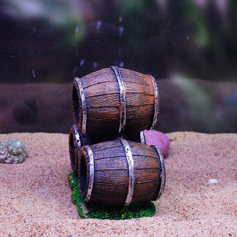 Acuario estilo explosión tanque de césped escenario peces camarones reproducción evitación casa pecera pequeño adornos resina tres pilas cubo de vino combinado