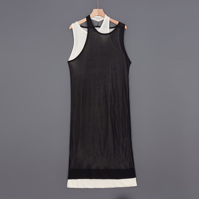 2026 Standard Version Fake Two-Piece Round Neck Layered Knit Mid-Length Dress 265-13
