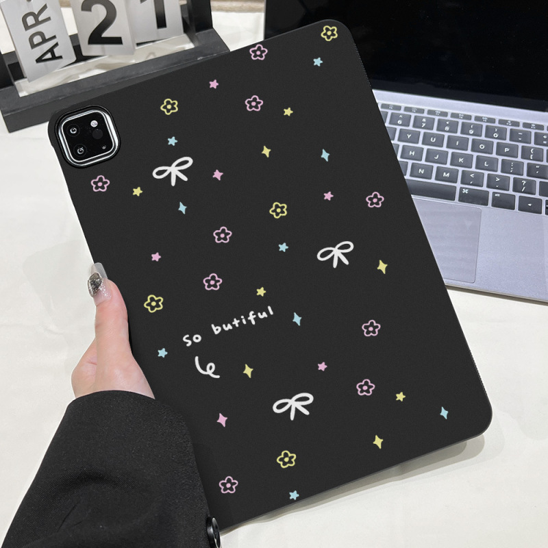 Black Background Star Bow Tie Case Suitable for Apple iPad 11inch Protective Case Xiaomi Pad 6 Soft Case Samsung Tabs7
