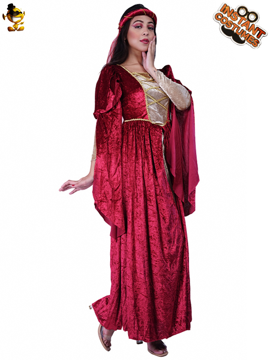 Las mujeres adultas europeas medieval reina princesa vestido traje niña grande antiguo europeo princesa traje Cosplay