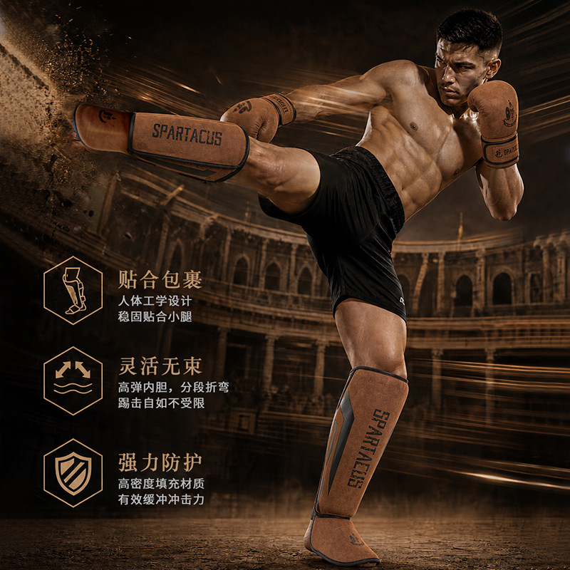 Kangrui Boxing Leg Guards, Integrated Protection, Thickened Foot Guards for Sanda, Combat, and Fighting Training