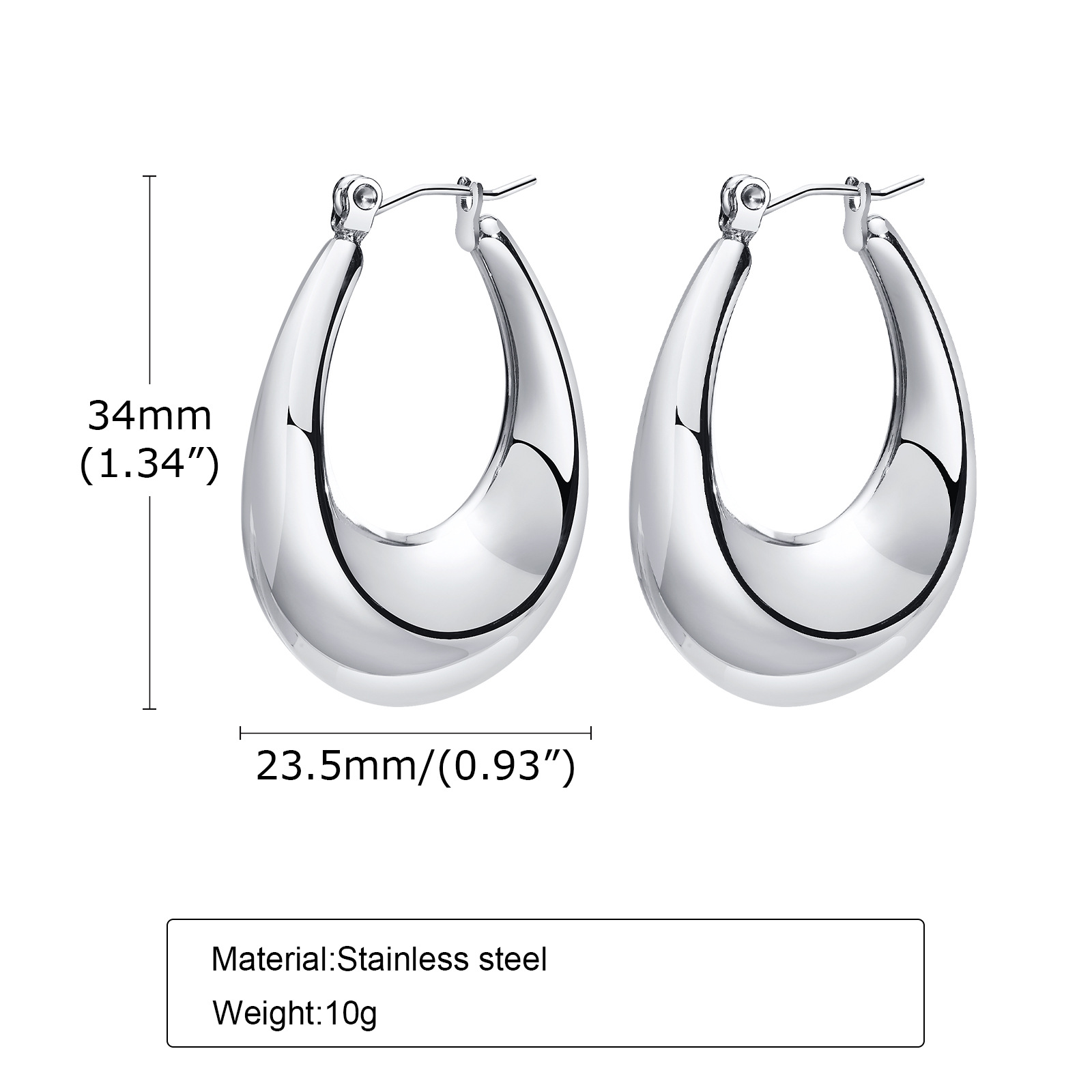 Simple Style Solid Color Stainless Steel Gold Plated Earrings 1 Pair