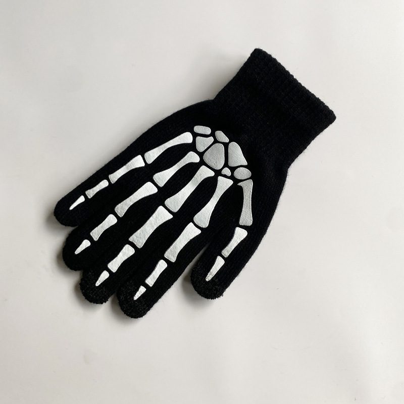 Black knitted gloves, halloween