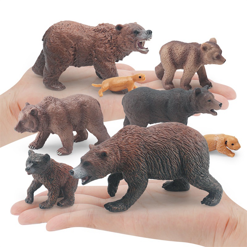 Simulación transfronteriza bosque animal oso pardo modelo de ciclo de crecimiento cognición infantil oso pardo proceso de transformación de crecimiento adornos