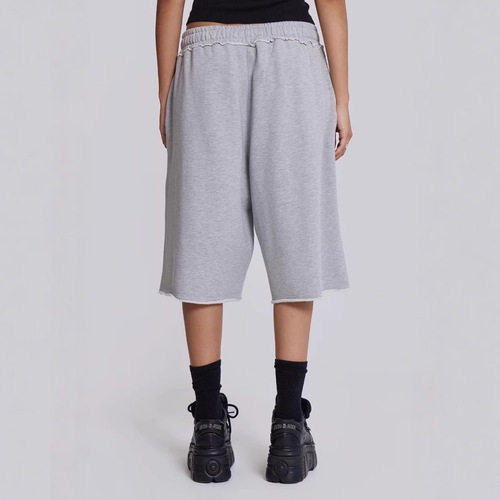 American Retro Personal Street Fashion Frayed Grey Loose Casual Seven-Eighth Length Pants for Couples in Summer