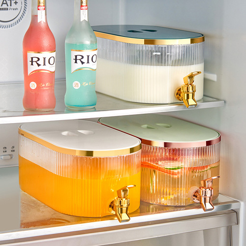 Summer fridge with water tap, cold water jug, fruit tea, beverage, juice bucket, high and low temperature resistance, large capacity, flower tea pot