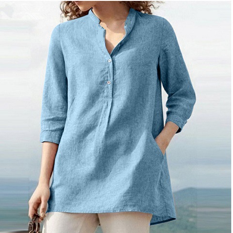 Women's Blouse 3/4 Length Sleeve Blouses Casual Solid Color display picture 3