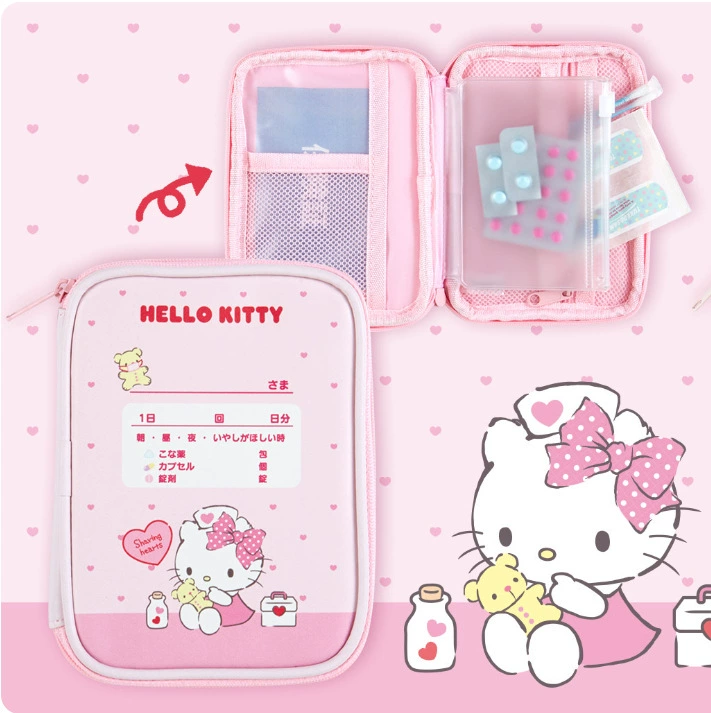 Первая медицинская сумка-органайзер (Hello Kitty), милая с застежкой-молнией медицинская сумка компактная с карманами